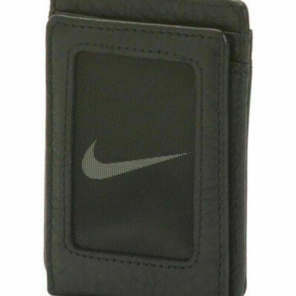 Nike Pebble Leather Wallet Magnetic Closure brand logo accent - Picture 2 of 4